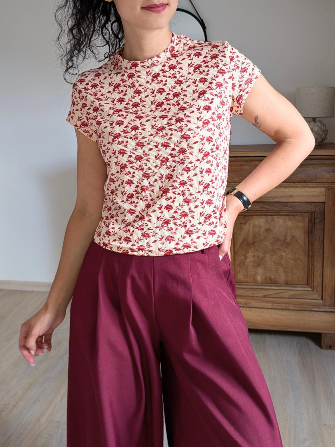 Top imprimé floral terracotta - Bianca