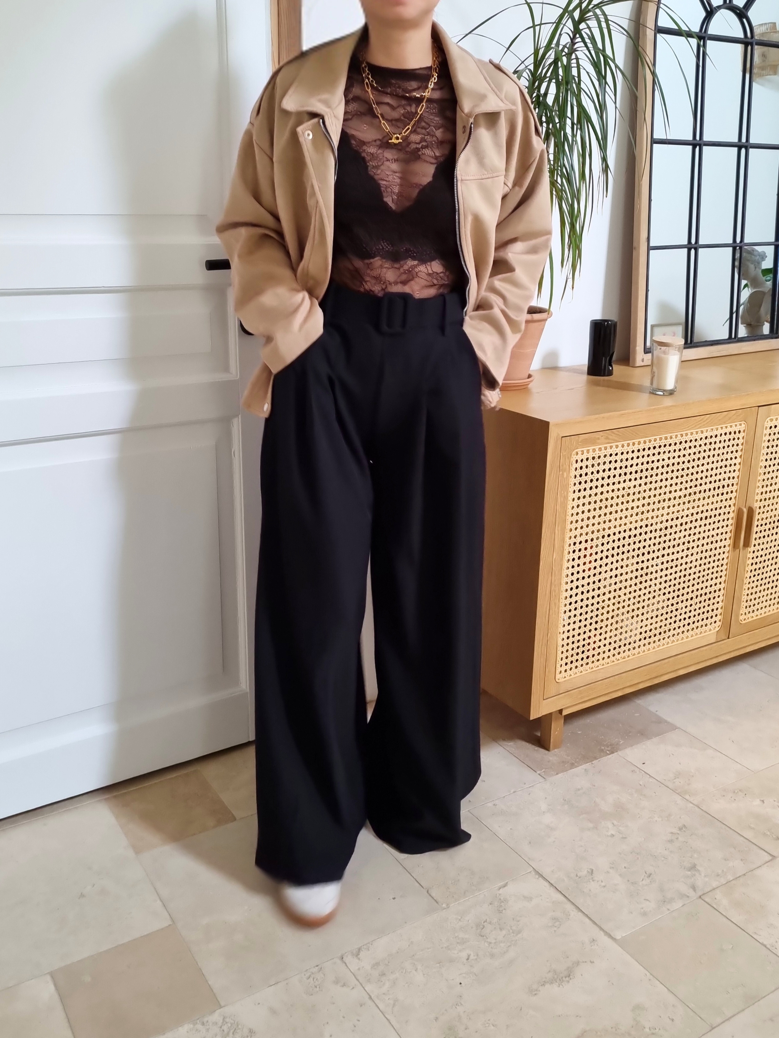 Veste bomber Gabrielle oversize en suède - beige
