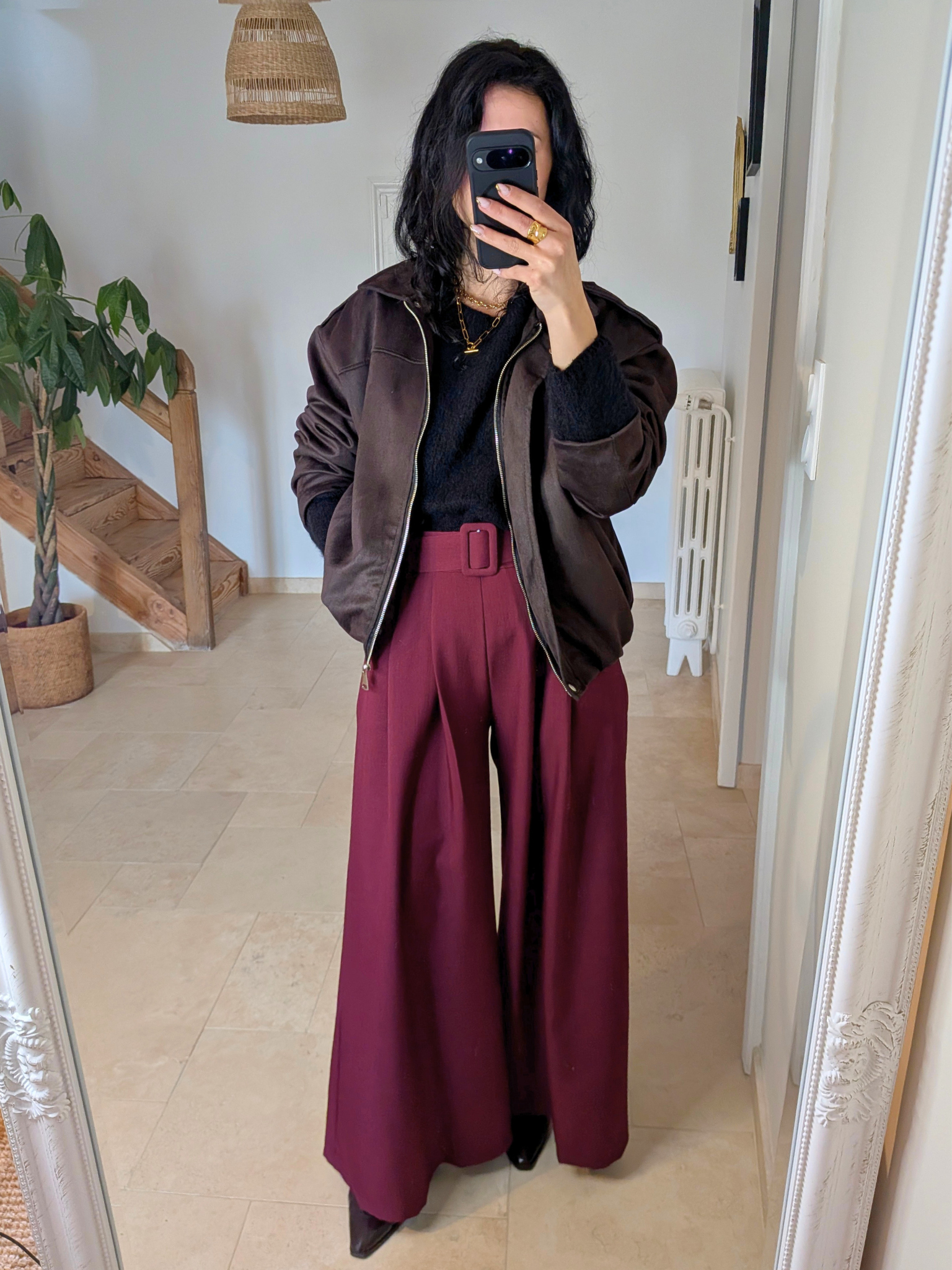 Pantalon palazzo Louise bordeaux