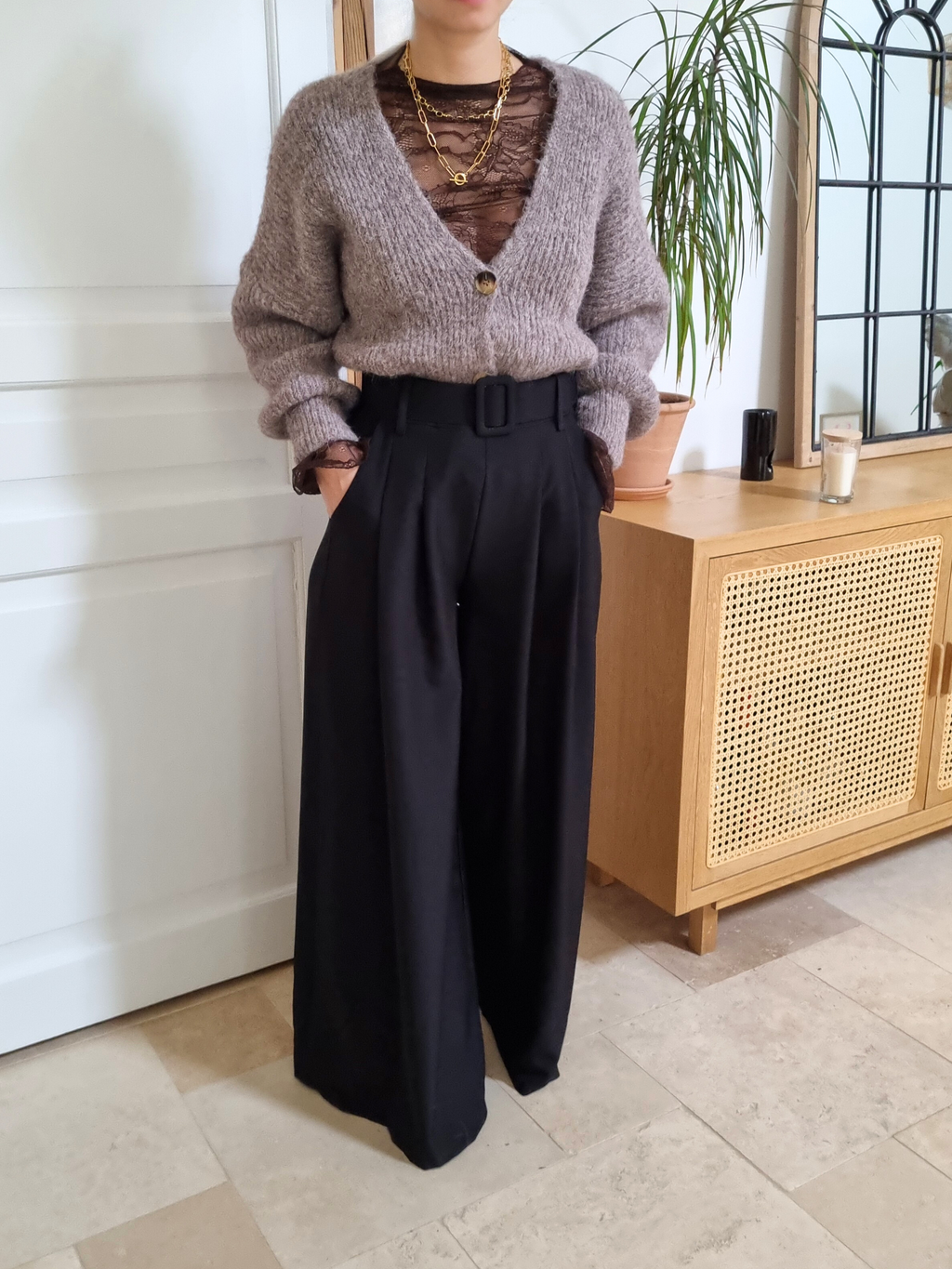 Cardigan en maille Camille - marron clair