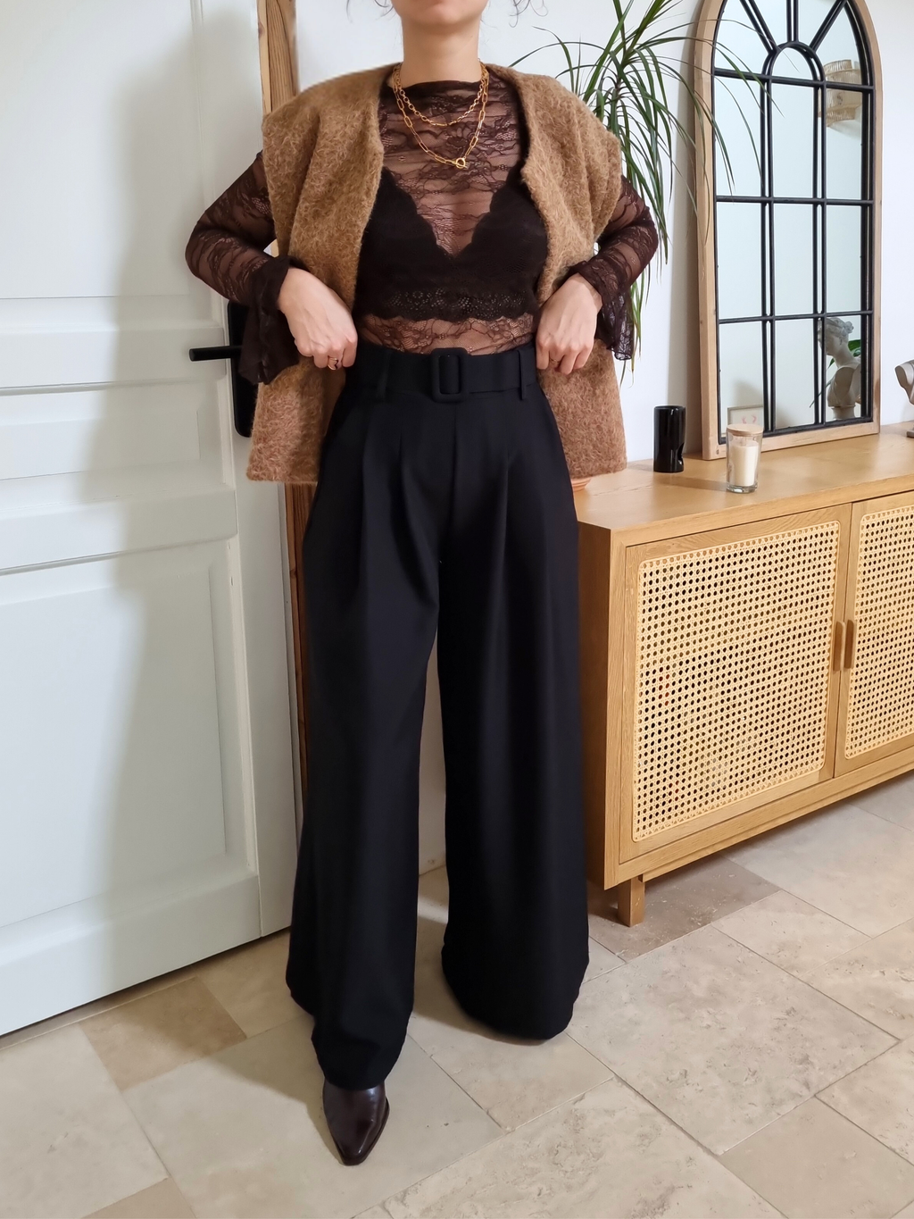 Pantalon palazzo Louise noir