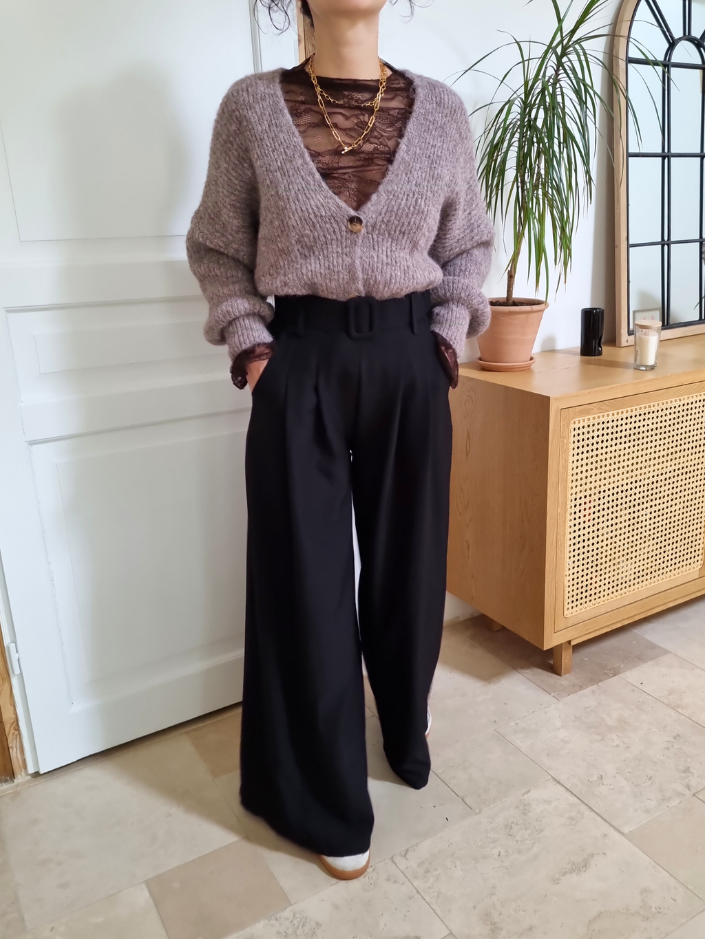Cardigan en maille Camille - marron clair