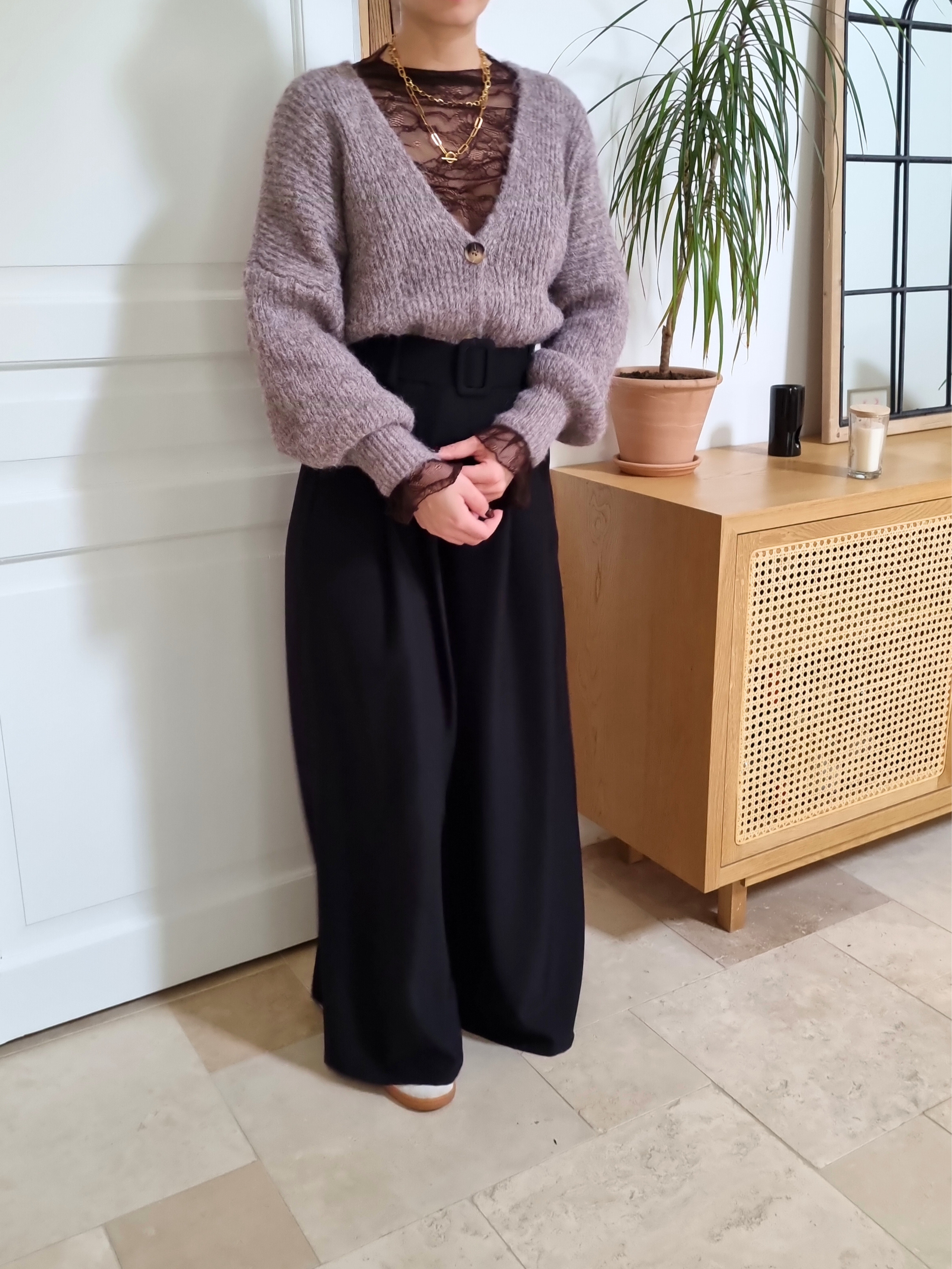 Cardigan en maille Camille - marron clair