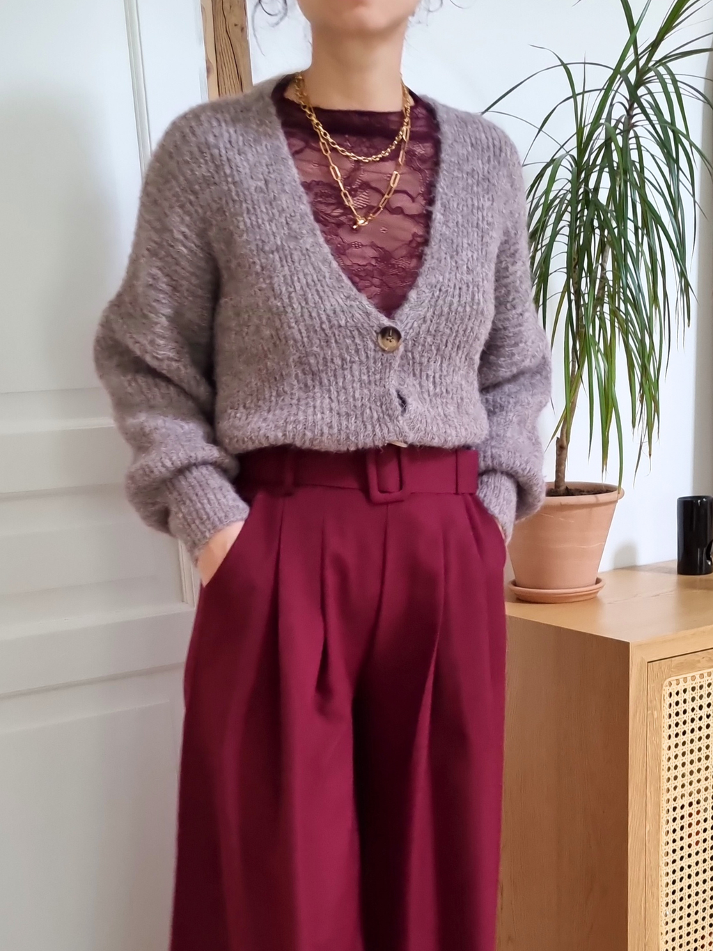 Cardigan en maille Camille - marron clair