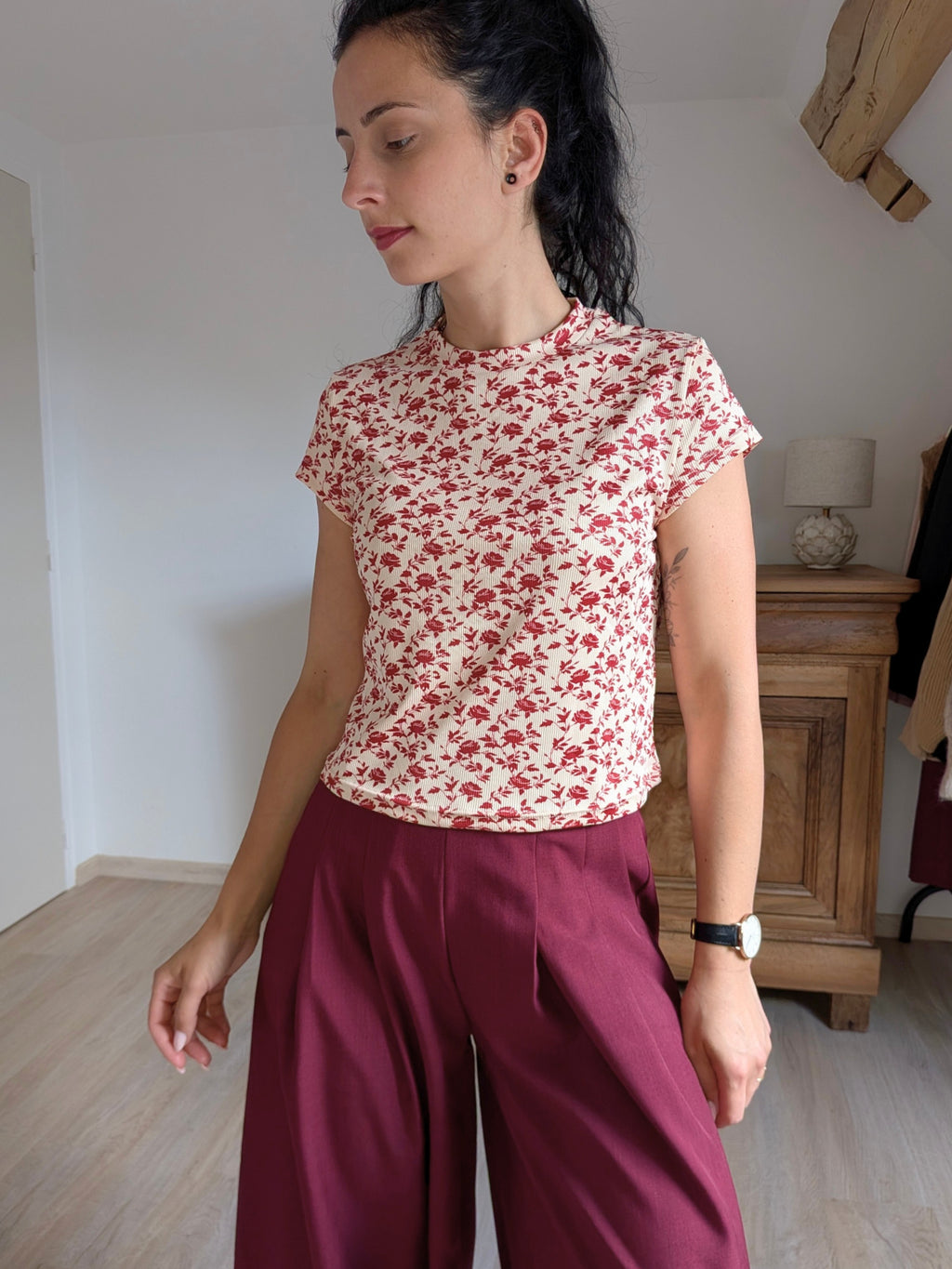 Top imprimé floral terracotta - Bianca