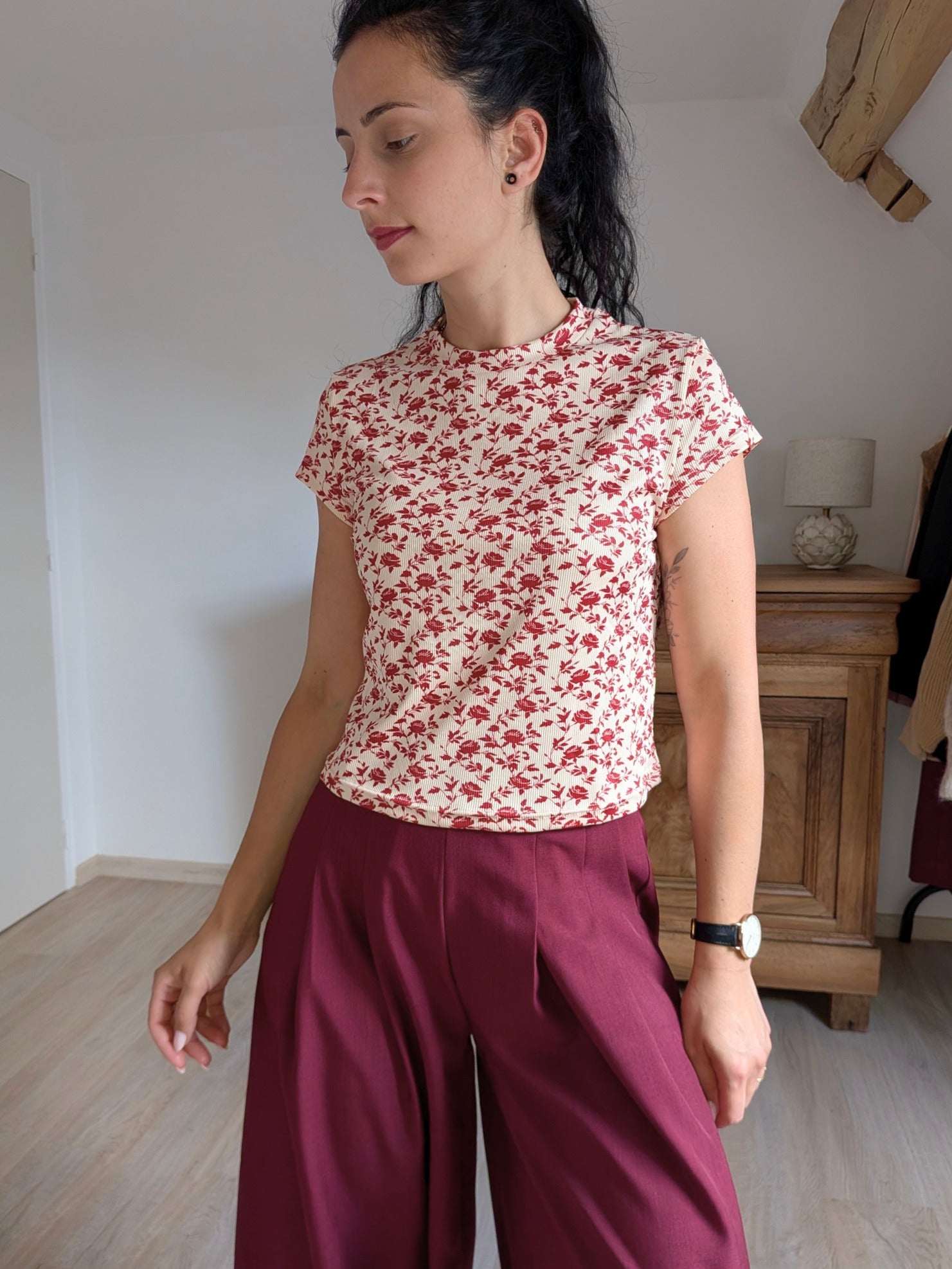 Top imprimé floral terracotta - Bianca