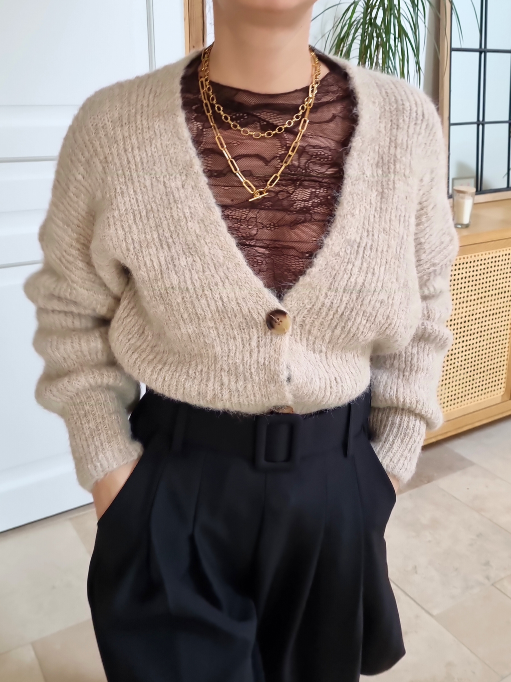 Cardigan en maille Camille - beige