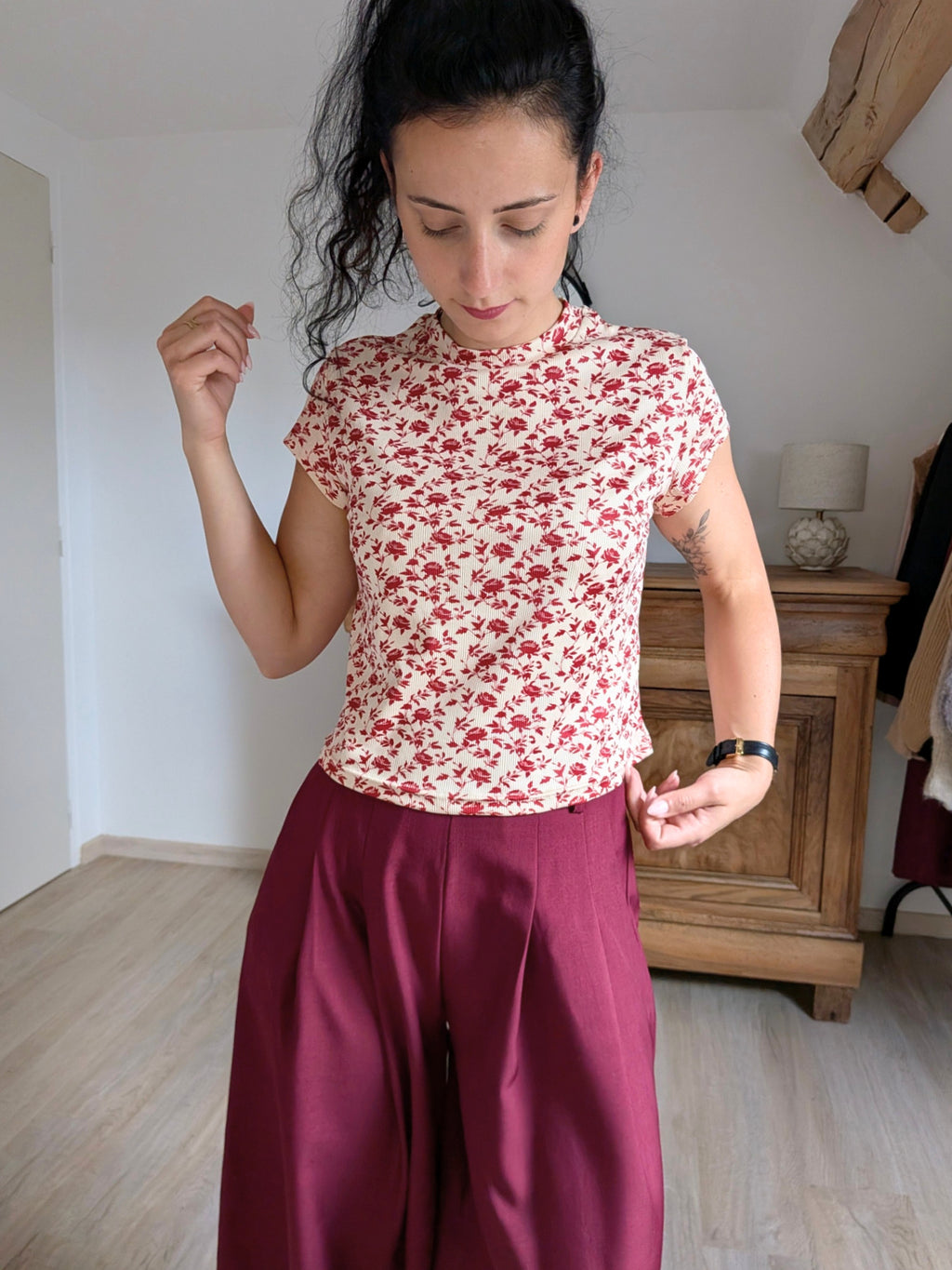 Top imprimé floral terracotta - Bianca