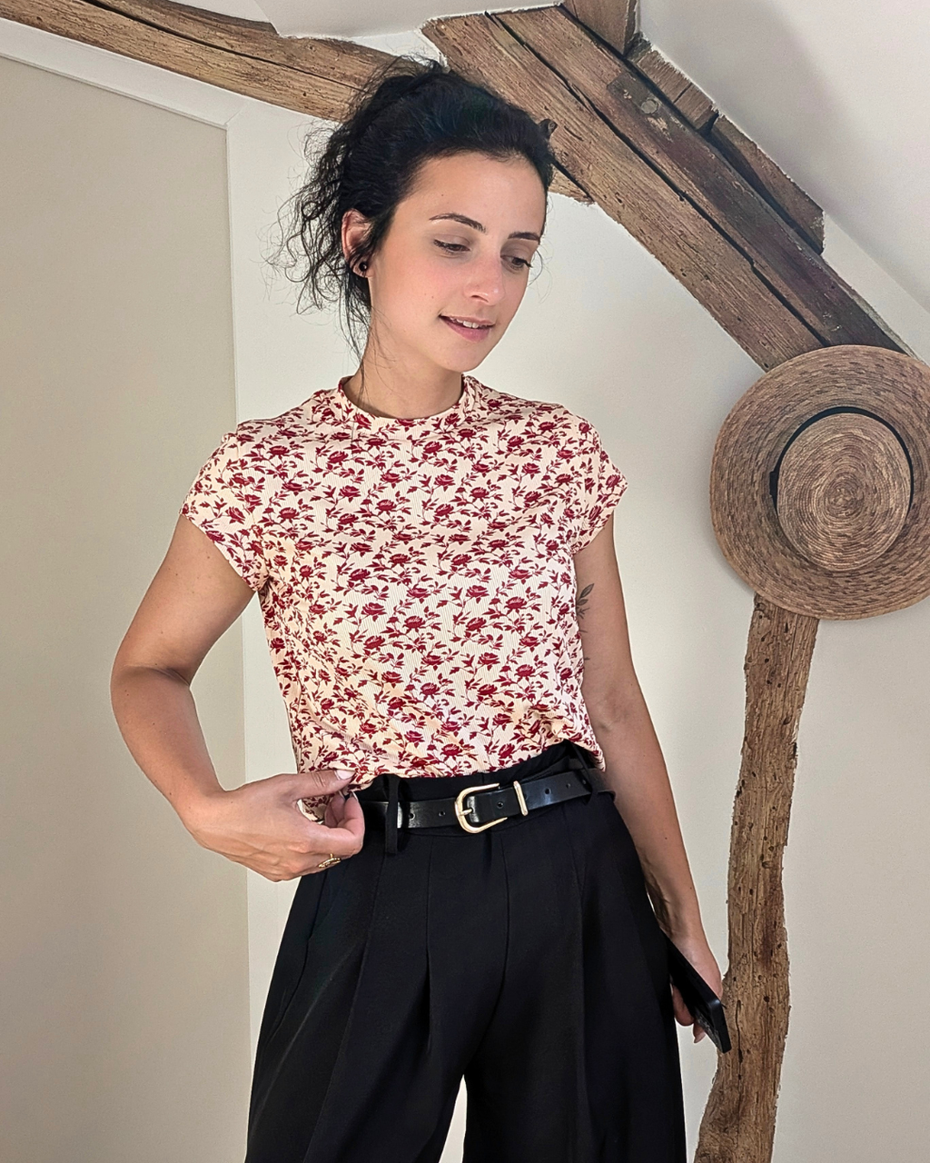Top imprimé floral terracotta - Bianca