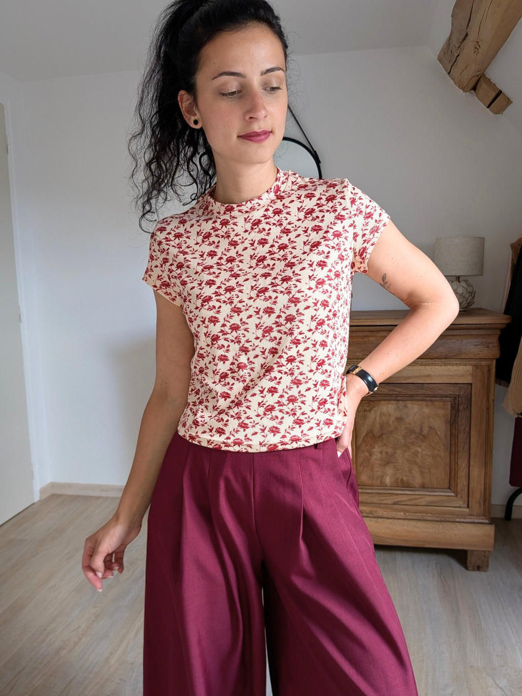 Top imprimé floral terracotta - Bianca