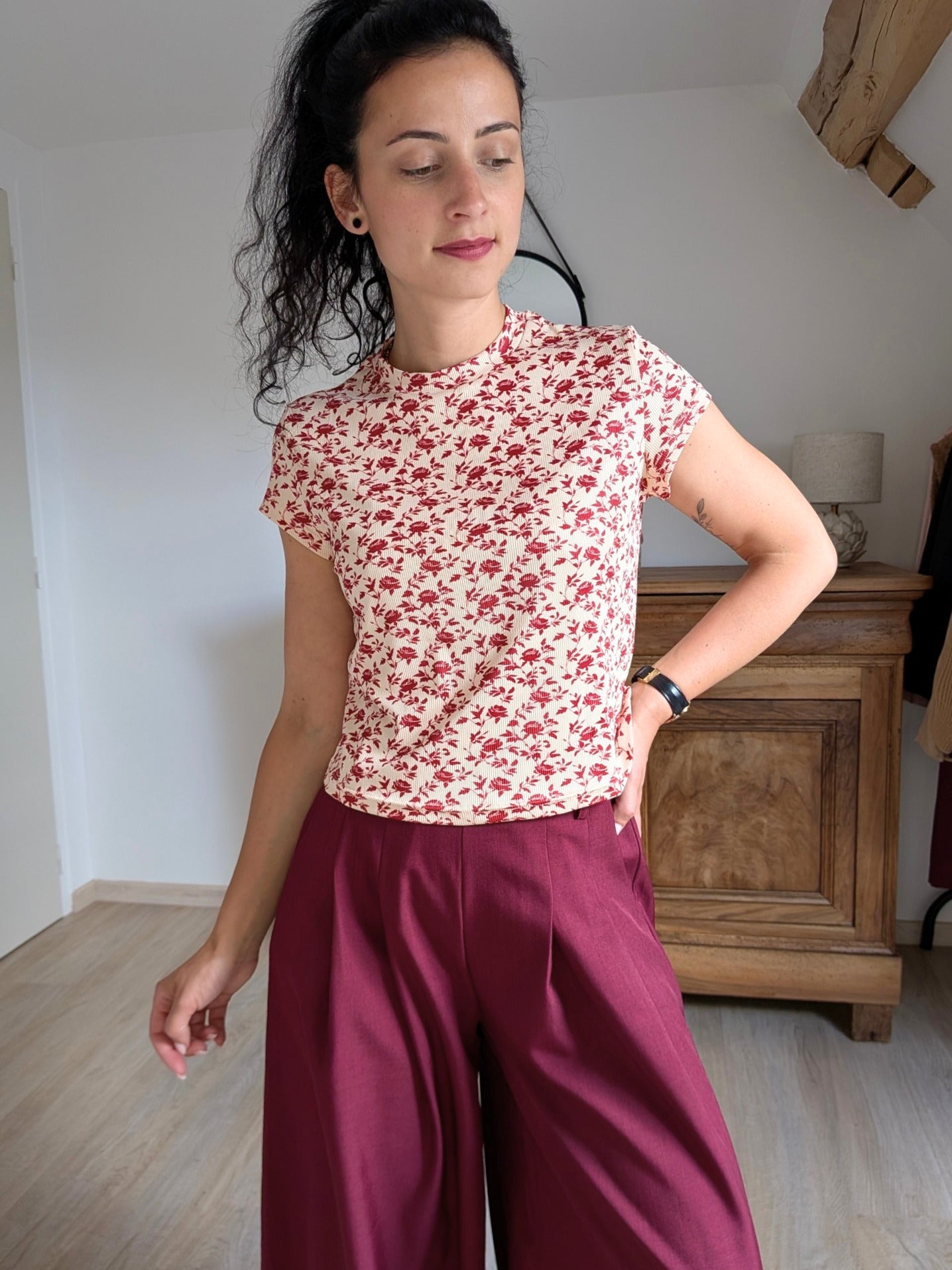 Top imprimé floral terracotta - Bianca