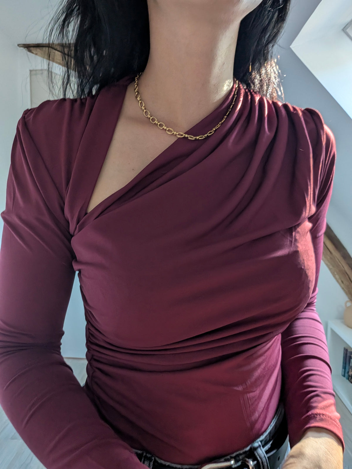 Top asymétrique drapé Bordeaux - Sienna