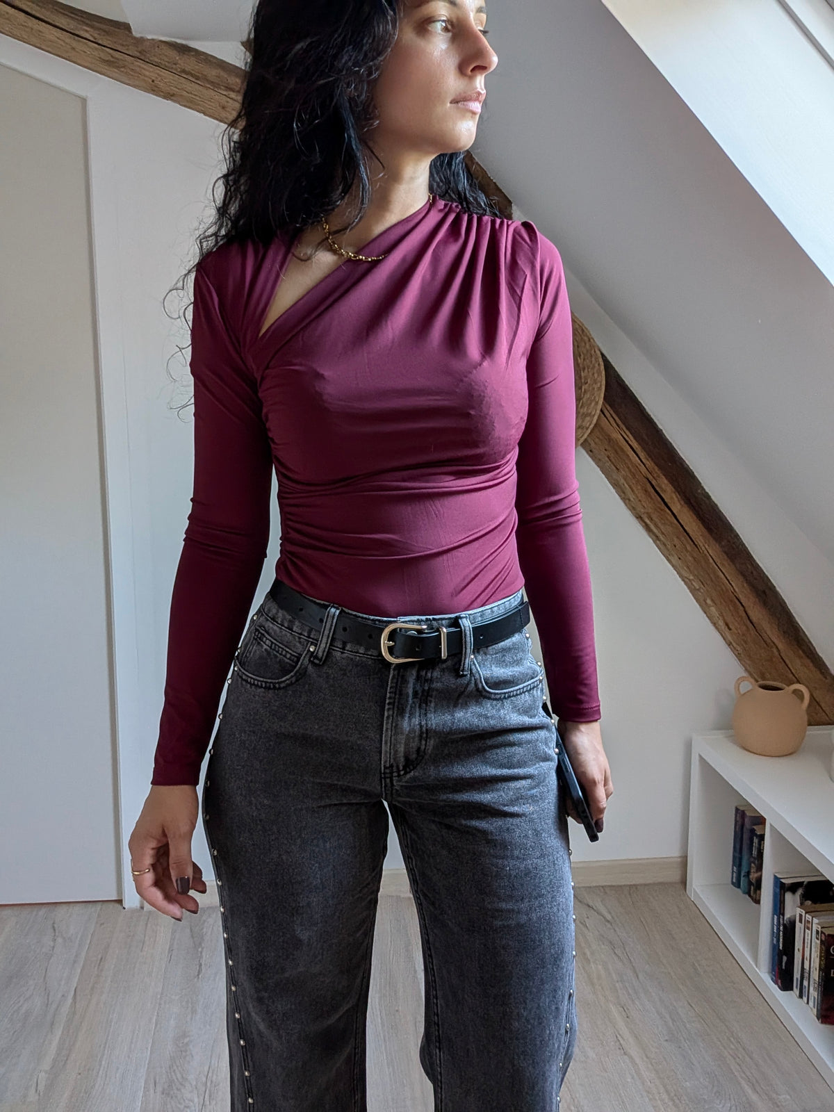 Top asymétrique drapé Bordeaux - Sienna