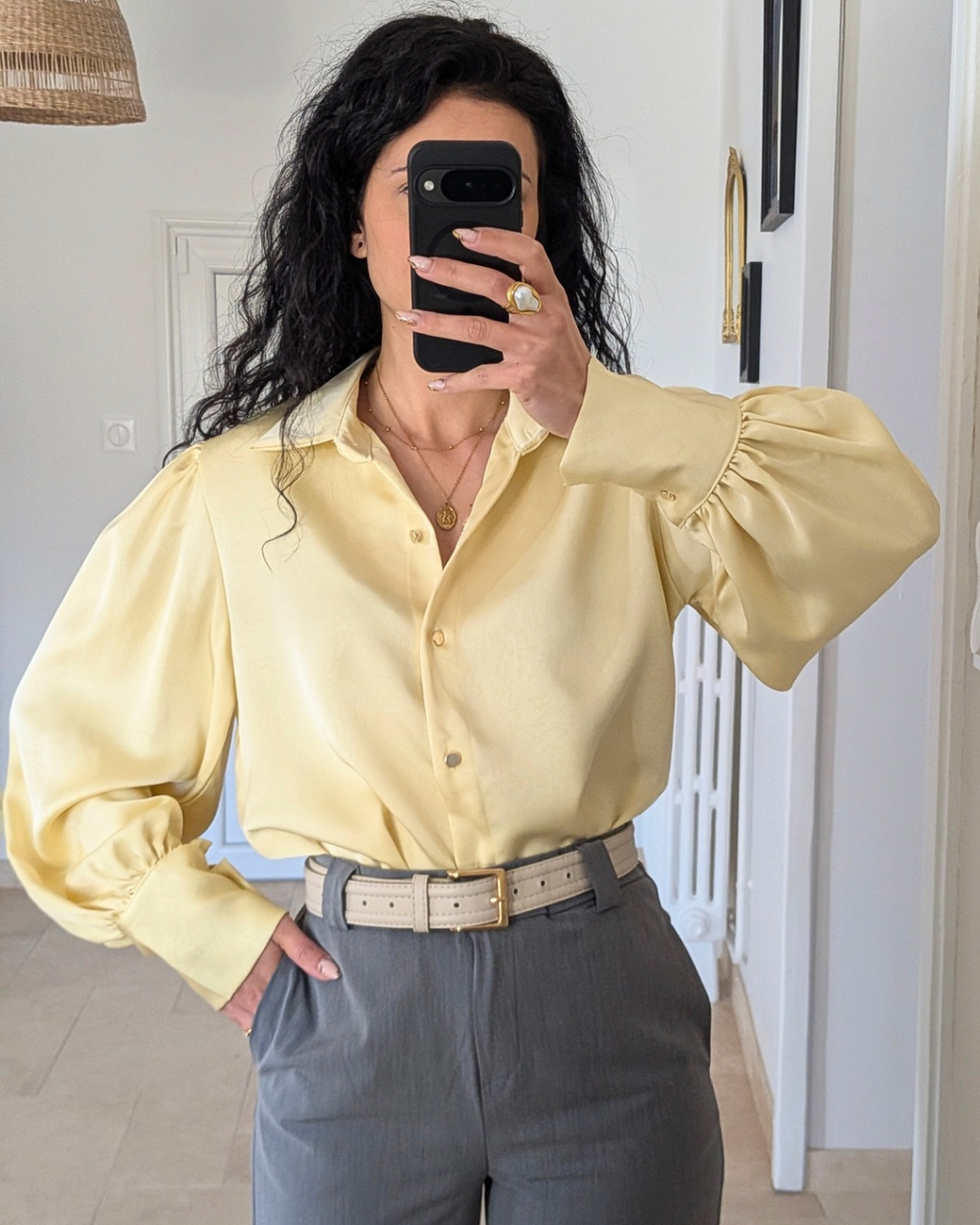 Chemise fluide jaune clair - Jeanne