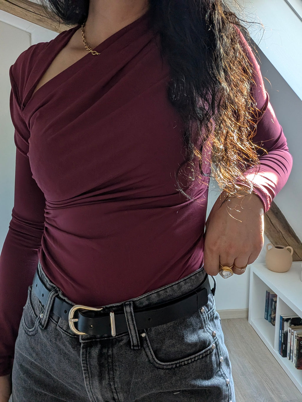 Top asymétrique drapé Bordeaux - Sienna