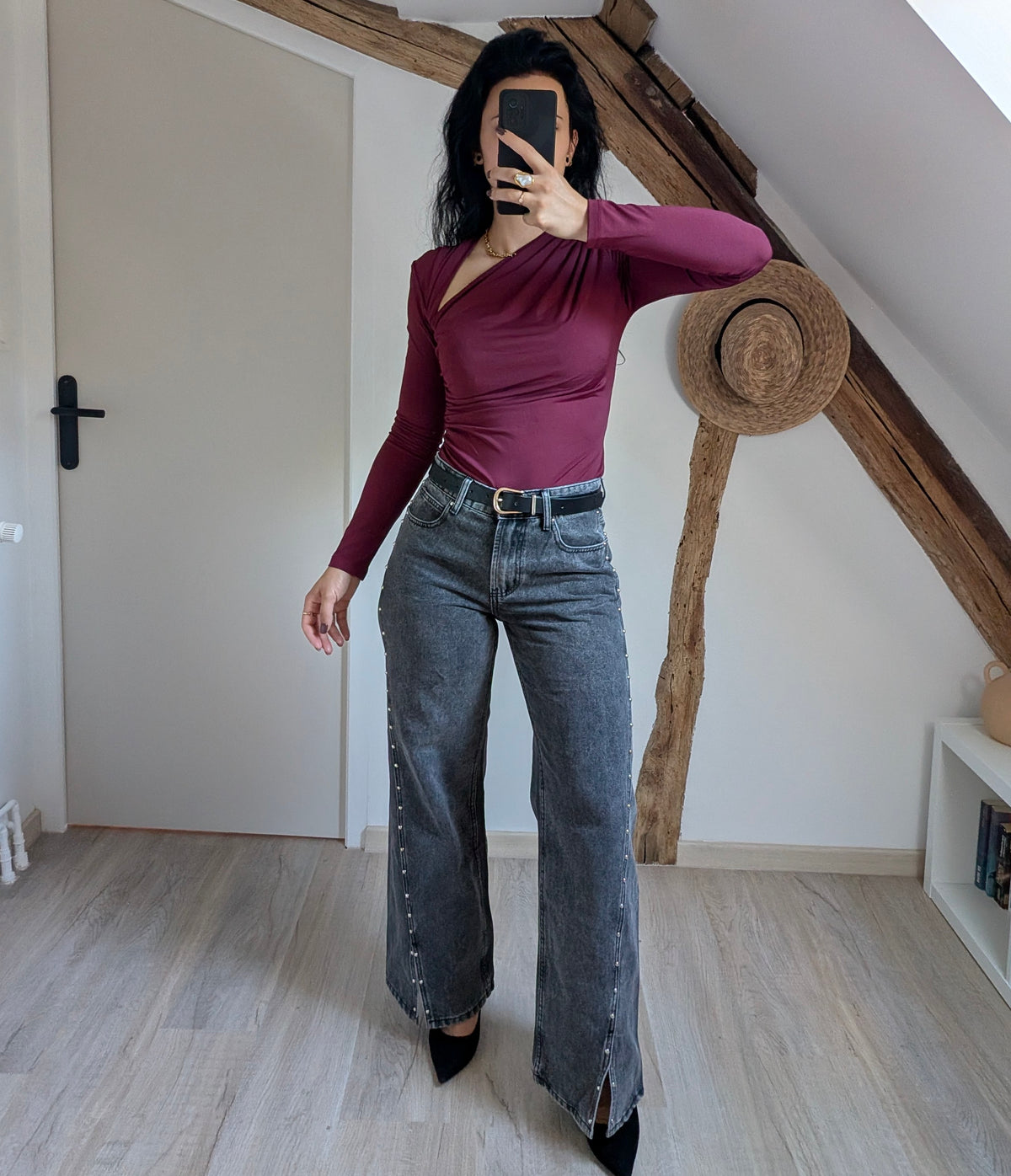 Jean wide leg à clous - Rebel