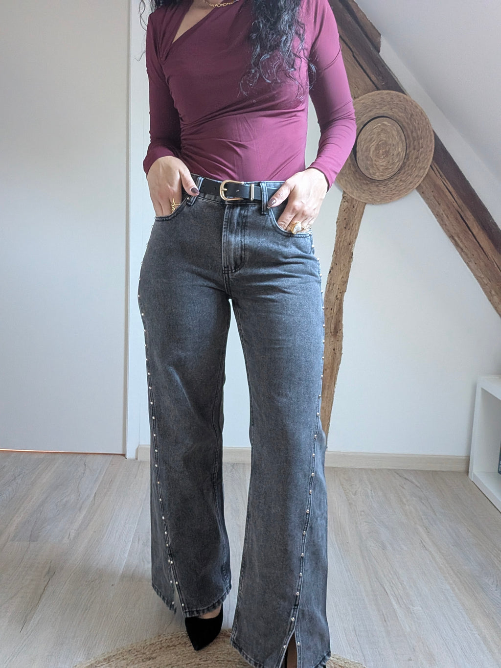 Jean wide leg à clous - Rebel