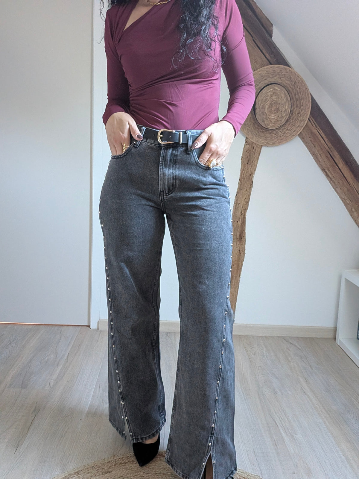 Jean wide leg à clous - Rebel
