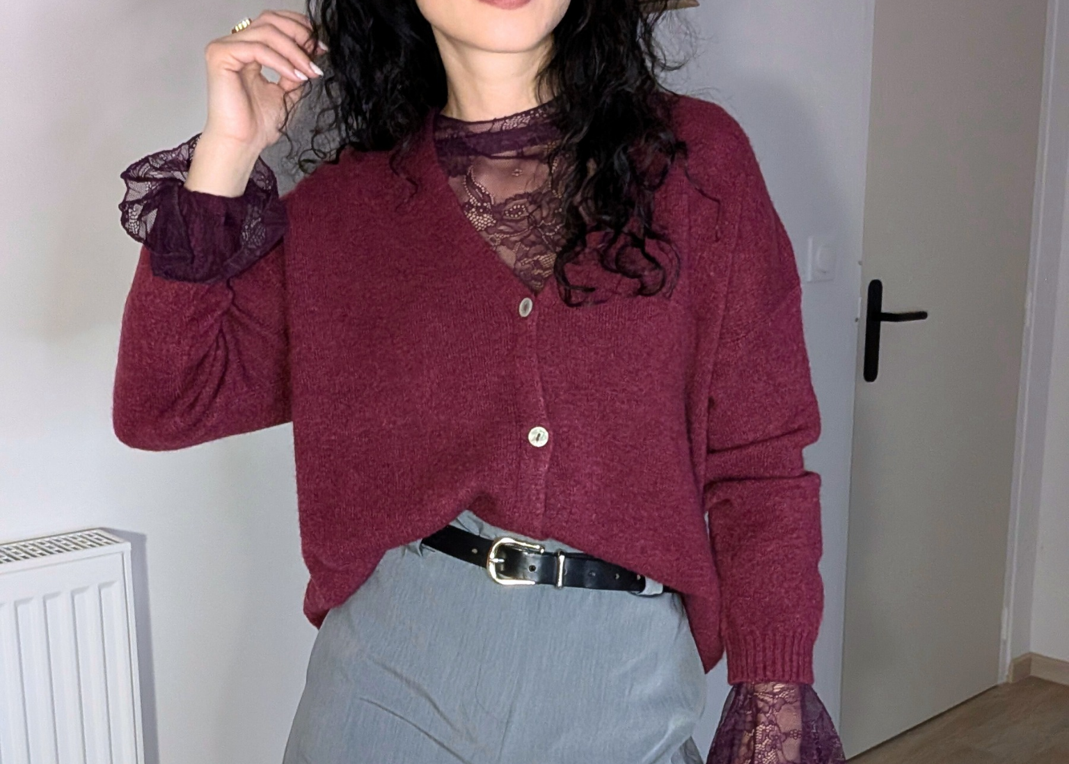 Cardigan en Alpaga Candice – bordeaux